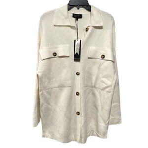 Truth by Republic NWT Viscose Blend Ivory Shacket‎ Women's Sweater Jacket MEDIUM
